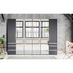 Falttürenschrank Everly Graphit / Silber - Graphit / Spiegelglas - Breite: 300 cm