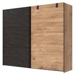 Zweefdeurkast Detroit Eikenhouten planken-look/zwart - Breedte: 250 cm
