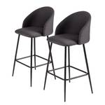 Chaises de bar Finley (lot de 2) Tissu / Acier inoxydable - Gris / Noir