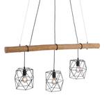 Hanglamp Edgar ijzer/deels massief hout - 3 lichtbronnen