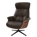 Fauteuil relax Anderson I Cuir véritable Neka : Marron foncé - Noir - Noyer