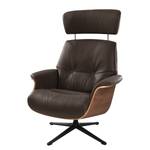 Fauteuil relax Anderson I Cuir véritable Neka : Marron foncé - Noir - Noyer