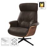 Fauteuil relax Anderson I Cuir véritable Neka : Marron foncé - Noir - Noyer