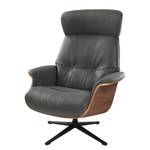 Fauteuil relax Anderson I Cuir véritable Neka : Gris - Noir - Noyer