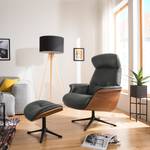 Fauteuil relax Anderson I Cuir véritable Neka : Gris - Noir - Noyer