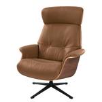 Fauteuil relax Anderson I Cuir véritable Neka : Caramel - Noir - Noyer