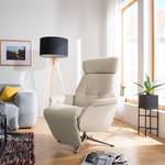 Relaxfauteuil Anderson II Echt leer Neka: Lichtgrijs - Chroomkleurig glanzend - Bedekken