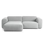 Ecksofa HUDSON 1,5-Sitzer mit Longchair Webstoff Saia: Hellgrau - Longchair davorstehend links