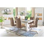 Chaises cantilever Anamela I (lot de 2) Imitation cuir / Acier inoxydable - Argenté - Marron