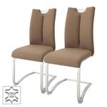 Chaises cantilever Anamela II (lot de 2) Cuir véritable - Marron