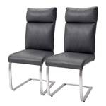 Chaises cantilever Sarena (lot de 2) Microfibre / Acier inoxydable - Argenté - Gris vieilli