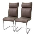 Chaises cantilever Sarena (lot de 2) Microfibre / Acier inoxydable - Argenté - Marron vieilli