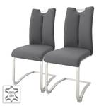 Chaises cantilever Anamela II (lot de 2) Cuir véritable - Gris