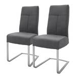 Chaises cantilever Aracala (lot de 2) Microfibre / Acier inoxydable - Argenté - Gris