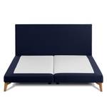 SmoodSpring Bett I Webstoff / Eiche massiv - Dunkelblau - 180 x 200cm