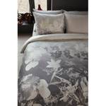 Parure de lit en satin mako Misty Floral Coton - Gris - 155 x 200 cm + oreiller 80 x 80 cm