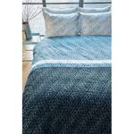 Biber-Bettwäsche Merino Baumwollstoff - Blau / Weiß - 135 x 200 cm + Kissen 80 x 80 cm