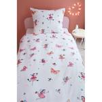 Renforce Bettwäsche KIDS Butterfly Baumwollstoff - Weiß / Rosa - 135 x 200 cm + Kissen 80 x 80 cm