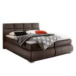 Lit boxspring Malm Microfibre - Marron foncé - 160 x 200cm