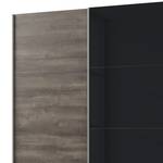 Armoire portes coulissantes Easy Plus I Imitation chêne tourbe / Verre noir - 313 x 210 cm