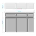 Schwebetürenschrank Easy Plus I Plankeneiche Dekor/ Glas Grey - Plankeneiche Dekor / Glas Grau - 313 x 210 cm