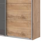 Zweefdeurkast Easy Plus I Eiken planken look/Glas grijs - 313 x 236 cm