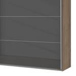 Armoire portes coulissantes Easy Plus I Imitation chêne parqueté / Verre gris - 225 x 236 cm