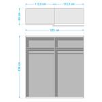 Armoire portes coulissantes Easy Plus I Imitation chêne parqueté / Verre gris - 225 x 236 cm