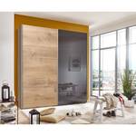 Schwebetürenschrank Easy Plus I Plankeneiche Dekor/ Glas Grey - Plankeneiche Dekor / Glas Grau - 135 x 210 cm