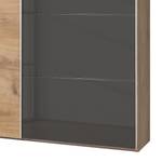 Armoire portes coulissantes Easy Plus I Imitation chêne parqueté / Verre gris - 135 x 210 cm