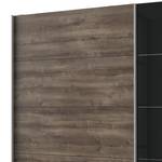 Armoire portes coulissantes Easy Plus I Imitation chêne tourbe / Verre noir - 135 x 210 cm