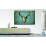 Impression sur toile The Deer Bleu - Bois massif - Textile - 120 x 80 x 2 cm