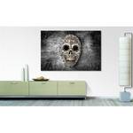 Impression sur toile Monochrome Skull Gris - Bois massif - Textile - 120 x 80 x 2 cm