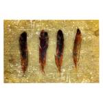 Impression sur toile Four Feathers Jaune - Bois massif - Textile - 120 x 80 x 2 cm