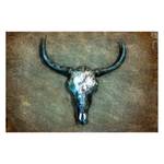 Impression sur toile Buffalo Skull Marron - Bois massif - Textile - 120 x 80 x 2 cm