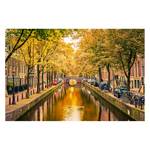 Impression sur toile Autumn In Amsterdam Multicolore - Bois massif - Textile - 120 x 80 x 2 cm