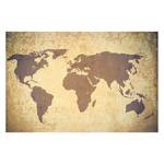 Afbeelding  Worldmap Vintage Bruin - Massief hout - Textiel - 120 x 80 x 2 cm