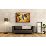 Bild Weltkarte Nr5 Gelb - Massivholz - Textil - 120 x 80 x 2 cm