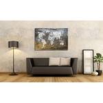 Impression sur toile Weltkarte Nr20 Multicolore - Bois massif - Textile - 120 x 80 x 2 cm