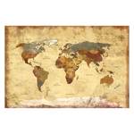Afbeelding  Old Worldmap 4 Bruin - Massief hout - Textiel - 120 x 80 x 2 cm