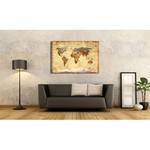 Afbeelding  Old Worldmap 4 Bruin - Massief hout - Textiel - 120 x 80 x 2 cm