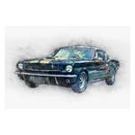 Impression sur toile Black Mustang Bleu - Bois massif - Textile - 120 x 80 x 2 cm
