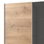 Armoire portes coulissantes Easy Plus I Imitation chêne parqueté / Verre gris - 180 x 236 cm