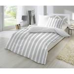 Perkal-Bettwäsche Smood flat stripe Baumwollstoff - Kies - 155 x 220 cm + Kissen 80 x 80 cm