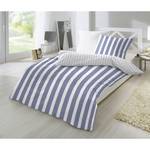 Parure de lit Smood flat stripe Coton - Bleu ciel cannelure fine - 135 x 200 cm + oreiller 80 x 80 cm