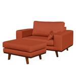 Fauteuil Billund II (met hocker) Structuurstof - Baksteen rood