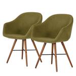 Chaises reSTOL I (lot de 2) Hêtre massif - Tissu Falo : Vert - Marron