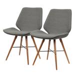 Chaises toSTOL I (lot de 2) Hêtre massif - Tissu Falo : Gris - Marron