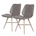 Chaises toSTOL I (lot de 2) Hêtre massif - Cuir synthétique Pulo: Gris - Beige