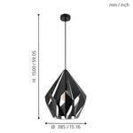 Suspension Carlton I Acier - 1 ampoule - Noir / Argenté - Diamètre : 39 cm